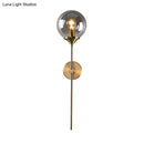 GobekUsa Postmodern Brass Pencil Arm Wall Lamp Sconce with Ball Glass Shade