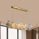 GobekUsa Postmodern Brass Pendant Lamp with Crystal Hexagon Shade for Restaurant Lighting - 18 Bulbs Island Fixture