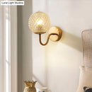 GobekUsa Postmodern Brass Sconce Bedside Wall Light with Textured Glass Shade - 1-Bulb Ball Shaped Lamp