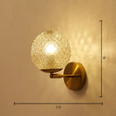 GobekUsa Postmodern Brass Sconce Bedside Wall Light with Textured Glass Shade - 1-Bulb Ball Shaped Lamp