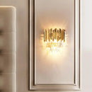 GobekUsa Postmodern Brass Tiered Flush Wall Sconce with Crystal Lighting - Ideal for Bedroom