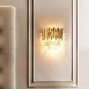 GobekUsa Postmodern Brass Tiered Flush Wall Sconce with Crystal Lighting - Ideal for Bedroom