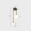 GobekUsa Postmodern Brass Arc Wall Sconce Light with Opal Glass Shade - 2-Head Metal Design