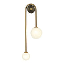 GobekUsa Postmodern Brass Arc Wall Sconce Light with Opal Glass Shade - 2-Head Metal Design