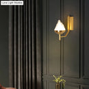 GobekUsa Postmodern Brass Wall Sconce: White Glass Geometric Wall Lighting for Living Room