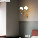 GobekUsa Postmodern Brass Wall Sconce: White Glass Geometric Wall Lighting for Living Room