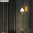 GobekUsa Postmodern Brass Wall Sconce: White Glass Geometric Wall Lighting for Living Room