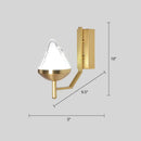 GobekUsa Postmodern Brass Wall Sconce: White Glass Geometric Wall Lighting for Living Room