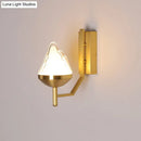 GobekUsa Postmodern Brass Wall Sconce: White Glass Geometric Wall Lighting for Living Room