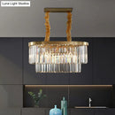 GobekUsa Postmodern Clear Crystal Rod Pendant Light for Dining Room in Brass Finish