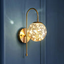 GobekUsa Postmodern Clear Glass Gold Wall Sconce with LED Starry Light Bulbs in Ball Shape
