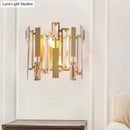 GobekUsa Postmodern Crystal Block Wall Light Fixture: 1 Light Gold Wall Mount for Living Room