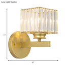 GobekUsa Postmodern Crystal Block Wall Sconce with Brass/Black Backplate for Bedroom