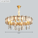 GobekUsa Postmodern Crystal Chandelier for Living Room with Clear Loop Shade