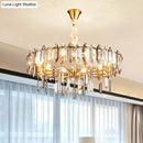 GobekUsa Postmodern Crystal Chandelier for Living Room with Clear Loop Shade