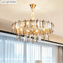 GobekUsa Postmodern Crystal Chandelier for Living Room with Clear Loop Shade