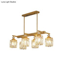 GobekUsa Postmodern Crystal Gold Island Lamp: Beveled 6-Head Cylinder Hanging Light Fixture