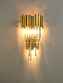 GobekUsa Crystal Golden LED Wall Sconce Stainless Steel Postmodern Art Deco Wall Light