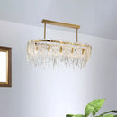 GobekUsa Postmodern Crystal Island Pendant Light Gold - 5-Light Dining Room Down Lighting