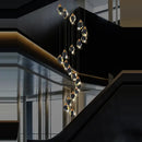 GobekUsa Crystal Stone Copper Chandelier - LED Postmodern 2025 Lighting for Staircase