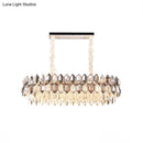GobekUsa Postmodern Crystal Suspension Island Light Fixture - Clear Oval Lamp for Dining Room (12 Bulbs)