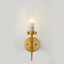 GobekUsa Postmodern Cylindrical Wall Mount Light in Gold with Clear Ribbed Glass - Perfect for Stairway Lighting