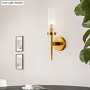 GobekUsa Postmodern Cylindrical Wall Mount Light in Gold with Clear Ribbed Glass - Perfect for Stairway Lighting