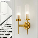 GobekUsa Postmodern Cylindrical Wall Mount Light in Gold with Clear Ribbed Glass - Perfect for Stairway Lighting