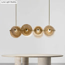 GobekUsa Postmodern Disc Textured Glass Island Lighting: 4-Light Brass Suspension Light for Dinner
