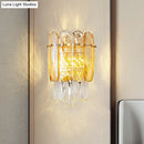 GobekUsa Postmodern Faceted Crystal Gold Sconce Light - Half-Cylinder Wall Mount for Bedroom