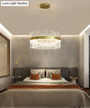GobekUsa Postmodern Geometric K9 Crystal Pendant Light in Gold for Bedroom or Island with LED
