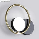 GobekUsa Postmodern Gold and Black Ring Wall Mounted Sconce Lamp - 1-Light Metallic Fixture