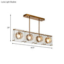 GobekUsa Postmodern Clear Crystal Gold Hanging Kitchen Island Light