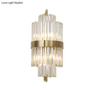 GobekUsa Postmodern Crystal Block Wall Sconce in Gold with 2 Cylinder Lights - Ideal for Corridors