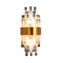GobekUsa Fluted Glass Cylinder Wall Light – Postmodern Brass Hallway Sconce (1-Light Fixture)