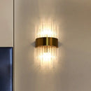 GobekUsa Fluted Glass Cylinder Wall Light – Postmodern Brass Hallway Sconce (1-Light Fixture)