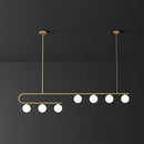 GobekUsa Postmodern Gold Linear Island Pendant Light with Ivory Ball Glass - LED Hanging Lamp