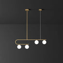 GobekUsa Postmodern Gold Linear Island Pendant Light with Ivory Ball Glass - LED Hanging Lamp