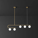 GobekUsa Postmodern Gold Linear Island Pendant Light with Ivory Ball Glass - LED Hanging Lamp