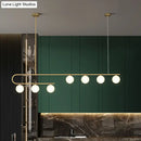 GobekUsa Postmodern Gold Linear Island Pendant Light with Ivory Ball Glass - LED Hanging Lamp