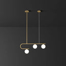 GobekUsa Postmodern Gold Linear Island Pendant Light with Ivory Ball Glass - LED Hanging Lamp