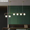 GobekUsa Postmodern Gold Linear Island Pendant Light with Ivory Ball Glass - LED Hanging Lamp