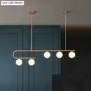GobekUsa Postmodern Gold Linear Island Pendant Light with Ivory Ball Glass - LED Hanging Lamp