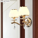 GobekUsa Postmodern White Glass Wall Sconce with Crystal Drop