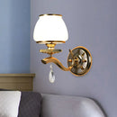GobekUsa Postmodern White Glass Wall Sconce with Crystal Drop