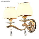 GobekUsa Postmodern White Glass Wall Sconce with Crystal Drop