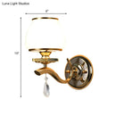 GobekUsa Postmodern White Glass Wall Sconce with Crystal Drop