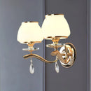 GobekUsa Postmodern White Glass Wall Sconce with Crystal Drop