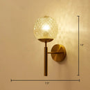 GobekUsa Postmodern Brass Sconce Bedside Wall Light with Textured Glass Shade - 1-Bulb Ball Shaped Lamp