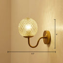 GobekUsa Postmodern Brass Sconce Bedside Wall Light with Textured Glass Shade - 1-Bulb Ball Shaped Lamp